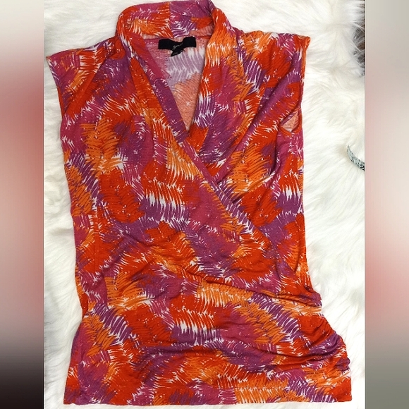 Gnw Pink Stripe Wrap Around Blouse Small - Picture 2 of 5